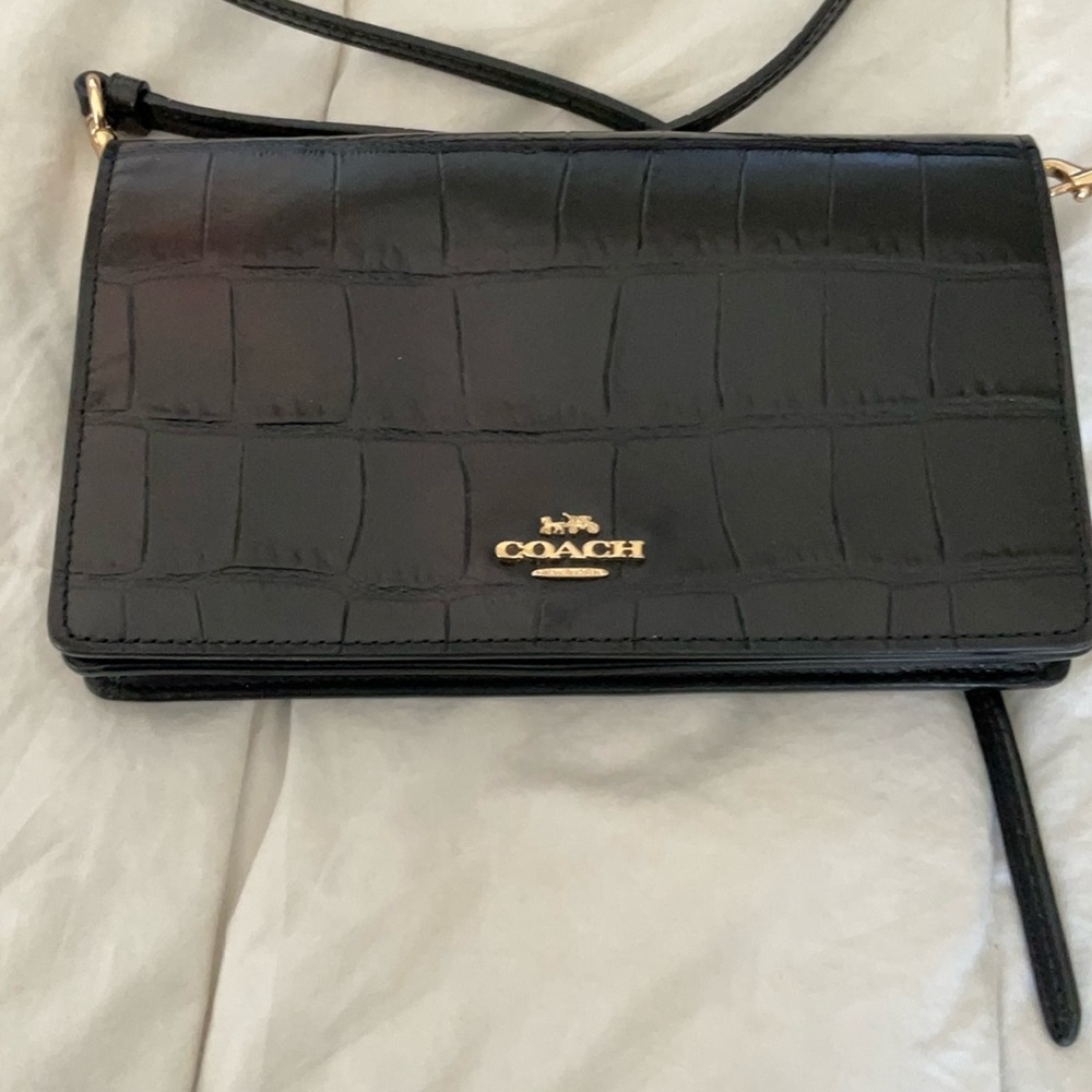 Coach Black Leather Crossbody with Quilted Design